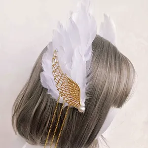 Barrette décorative en forme d'aile d'ange HL & accessoire capillaire gothique steampunk Lolita, épingle à cheveux crâne ODM pour Halloween - Product Image 2