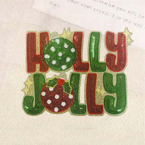 Parches de Fieltro Termoadhesivos con Lentejuelas de PVC Bordadas con Diseño Navideño de Moda Inglesa para Bolsos y Abrigos - Product Image 1