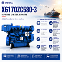 Mesin Diesel Kelautan SCDC WEICHAI Seri 6170 X6170ZC580-3 6 Silinder 1350rpm Turbocharged untuk Proyek Pembuatan Kapal