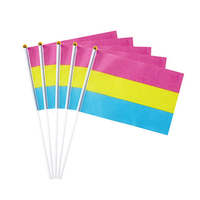 Vente en gros polyester mini petit drapeau agitant à la main arc-en-ciel transgenre Lgbtq intersexe progrès drapeaux de fierté