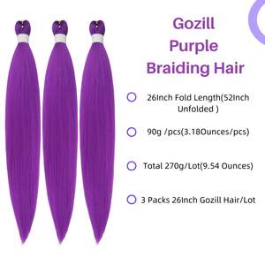 Lot de trois queues de cheval synthétiques Kanekalon violettes de 30 pouces, lisses, pour enfants et femmes - Product Image 4