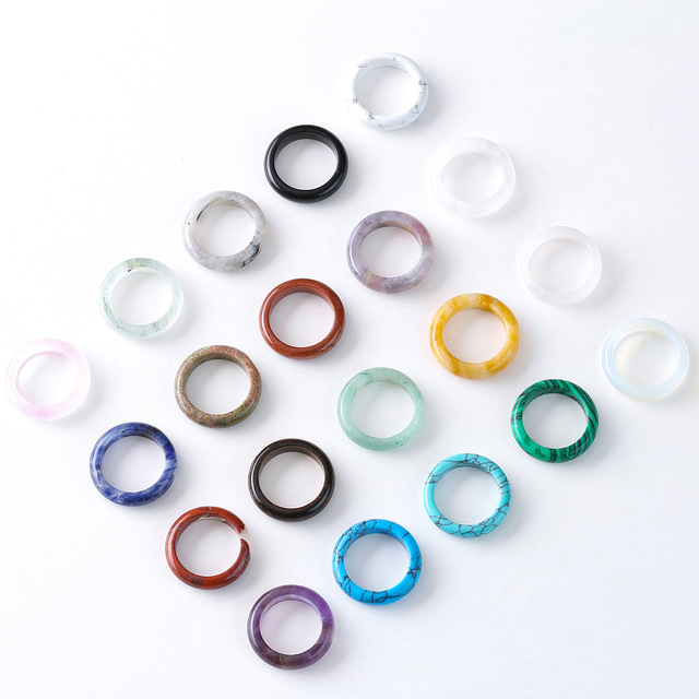 Natural Dong Ling Jade Agate Tiger Eye Luxury Polished Stone Ring Men's and Women's Couple Rings Wholesale Jewelry