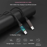 Kabel Data Type-C ke Type-C E-Marker PD Berkualitas Tinggi 100W Pengisian Cepat 1M/2M/3M untuk iPhone untuk Semua Smartphone