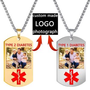 Cá nhân hoá tùy chỉnh khắc ảnh văn bản thương hiệu thép không gỉ khẩn cấp y tế cảnh báo ID Dog Tag Mặt dây chuyền vòng cổ cho nam giới phụ nữ - Product Image 5