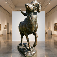Statue de Bélier en Bronze Patiné Antique - Qualité Muséale, Art Animalier de Haute Qualité, Sculpture en Bronze