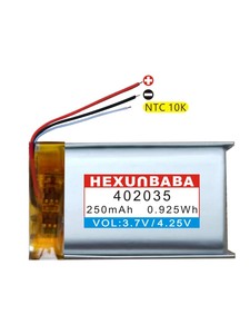 <span class=keywords><strong>3</strong></span>.7V 250mAh 402035 <span class=keywords><strong>3</strong></span>线NTC 10K聚合物锂离子电池，适用于TWS智能手表耳机扬声器耳机MP3 T286 - Product Image 1