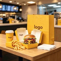 Boîte à hamburger avec porte-gobelet, ensemble d'emballage pour hamburger et boisson, plateau en papier pour restaurants de restauration rapide