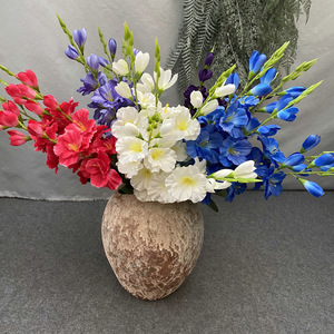 Qq314 Estilo barato Seda Gladiola Orquídea Flor Rama Tallo único Decoración de la boda Arreglo floral Flor artificial - Product Image 4