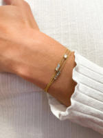 Bracelet VLOVE en or véritable avec diamants baguette de laboratoire, 14k 18k, bracelet empilable en diamants