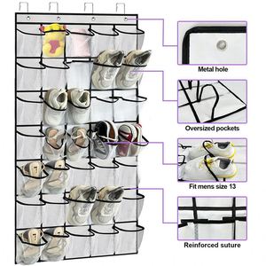 Portable Door Hanging <b>Shoe</b> <b>Storage</b> Bag <b>Wall</b> <b>Mount</b> 35 <b>Shoe</b> Organizer with White Grid Bag for Home - Product Image 3