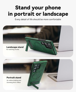 Sang trọng không dây sạc cho Samsung S22 S23 cộng với S24 S25 siêu Magnetic Cover quay lại chủ đứng da trường hợp điện thoại - Product Image 4