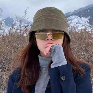 Maidis Square Metal Sunglasses Red Lens Unisex UV Protection Fashion Glasses - Product Image 3