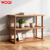 WOQI Desktop Shelf Simple Bookshelf Table Storage Rack Wooden Organizer Holder with Double Layer Structure for Office Home