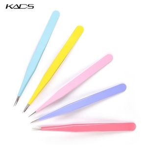 Pince à épiler KADS de haute précision à tête droite en acier inoxydable pour la pose de strass, la manucure et l'extension de cils - Product Image 4