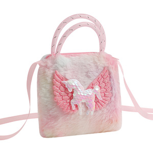 <span class=keywords><strong>Borsa</strong></span> a Tracolla Singola in Peluche a Forma di <span class=keywords><strong>Unicorno</strong></span>, Piccola <span class=keywords><strong>Borsa</strong></span> a Tracolla per Bambini, Portafoglio Quadrato da Asilo per Bambine - Product Image 6