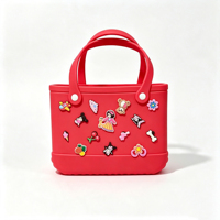 Sac fourre-tout EVA MINI 28 cm à ouverture large, imperméable, léger, résistant aux taches, avec poche en filet pour téléphone, breloques assorties, idéal pour les sororités