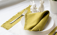 Serviettes et sets de table carrés en lin faits main, personnalisés, à franges et pompons, pour mariage et table à manger à domicile, vente en gros