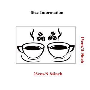 Pegatinas de pared de taza de café simples negras restaurante cocina café decoración pegatinas de pared autoadhesivas - Product Image 2