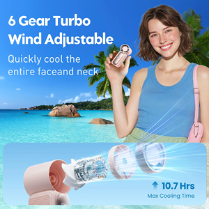 Ventilateur portable haute vitesse, mini, rechargeable par USB, dispositif de refroidissement turbo, longue autonomie, étanche, réglable, pour la taille, extérieur - Product Image 2