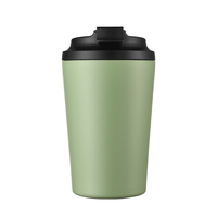 Mug Kopi Vakum Warna Solid Matte Tahan Lama dengan Tutup Flip Sip dari Baja Tahan Karat, Cocok untuk Kantor, Mobil, dan Penggunaan Sehari-hari