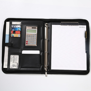 A4 Zipped Conference Folder Portable Padfolio <strong>Folio</strong> Case Business Handle Faux Leather Document Bag Portfolio - Product Image 2