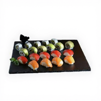 Assiette rectangulaire noire de 11 pouces pour restaurant de sushi, design Japandi moderne, durable et compatible lave-vaisselle