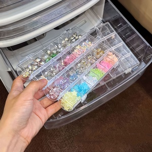 Boîte de rangement de bureau multi-compartiments en acrylique transparent pour strass, breloques et bijoux, idéale pour l'organisation des outils de manucure en salon - Product Image 3