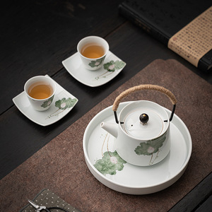 Quick Brew <b>Tea</b> <b>Set</b> With Two <b>Cups</b> Porcelain Teapot And Tray Portable For Business Gifts Dehua County Origin - Product Image 3