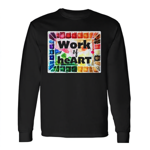 Camiseta de manga larga con diseño artístico de paleta de acuarelas Work Of Heart, diseño artístico, ropa unisex - Product Image 2