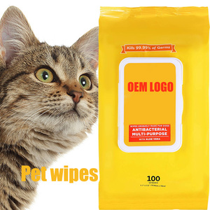 Salviette Multiuso Morbide per Cani e Gatti con Aloe Vera, Materiale Non Tessuto, Sigillo di Chiusura Umido per Zampe e Uso Generale, 100 Pezzi - Product Image 1