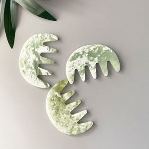 Herramienta de Masaje Gua Sha para la Cabeza, Peine Gua Sha de Jade Xiuyan, Masajeador de Cabeza de Piedra Preciosa Natural para Relajar el Estrés del Cuero Cabelludo y el Crecimiento del Cabello - Product Image 1