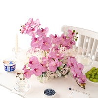 Orchidée papillon NINI en soie, fleur de table faite à la main, violette, de haute qualité, décoration de mariage