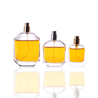 Flacon de parfum en verre de forme octogonale 30ml/50ml/100ml avec pulvérisateur à pompe et emballage en carton pour parfum et cosmétiques