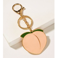Fabriek Groothandel Custom Fruit Perzik Logo 2d 3d Sleutelhanger Letter Zacht Hard Email Custom Metalen Naam Logo Sleutelhanger Sleutelhanger