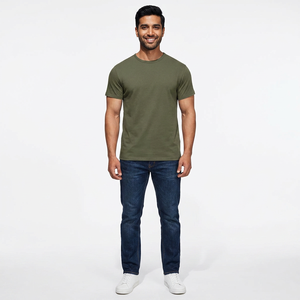Camiseta de Manga Corta para Hombre, Cuello Redondo, Color Sólido, Logotipo Personalizado en la Parte Delantera, Poliéster/Algodón, Ecológica, Transpirable, Casual, Corte Regular para Verano - Product Image 1