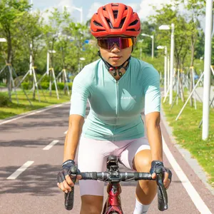 DAREVIE Großhandel Bambus Carbon Jersey Radsport Damen 3 Farben Vollverschluss niedriger Kragen schlichtes Sublimations-Radsporttrikot