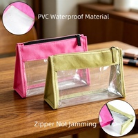 Trousse de maquillage transparente en PVC, trousse de toilette, trousse de voyage polyvalente, grande capacité, organisateur anti-poussière, sac de rangement transparent
