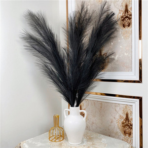 SN-M168 43 pouces 3 pièces 110cm Faux noir moelleux grand Faux <span class=keywords><strong>herbe</strong></span> artificielle <span class=keywords><strong>pampa</strong></span> pour décoration Boho - Product Image 1