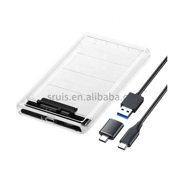2.5 Inch Transparent HDD 5Gbps USB 3.0 to 3.0 Adapter External Hard Drive Box SSD Enclosure 2TB
