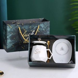 Ensemble de cadeaux de bienvenue personnalisés, tasse chauffante électrique en acier inoxydable thermostatée, noire, pour café, thé, avec charge USB, chauffage intelligent, portable - Product Image 4