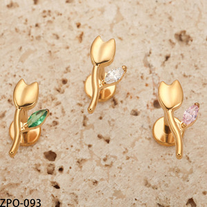 <span class=keywords><strong>VIEN</strong></span> Jewellery ZPO-093 G23 Joyería de Titanio de Moda para Piercings, Flor de Rosa con Circonita Cúbica, Piercing para Labio, Hélix, Oreja y Cuerpo - Product Image 4