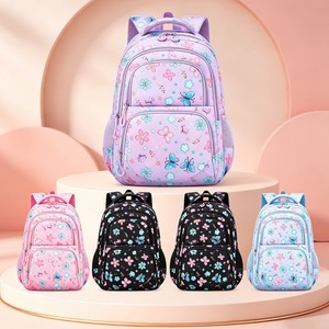 Purple Butterfly Flower Student Backpack Set Lightweight School Bag Large Capacity Zipper Bookbag for Girls - Product Image 6