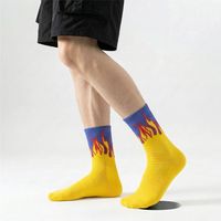 Chaussettes de skateboard hip-hop à motif floral Fashion Flame pour hommes et femmes, respirantes, tricotées, 100% coton, pour le printemps