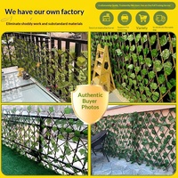 Valla Verde Artificial Retráctil, Enrejado Expandible con Hojas Realistas de LDPE para Pantalla de Privacidad Comercial y Decoración de Jardín