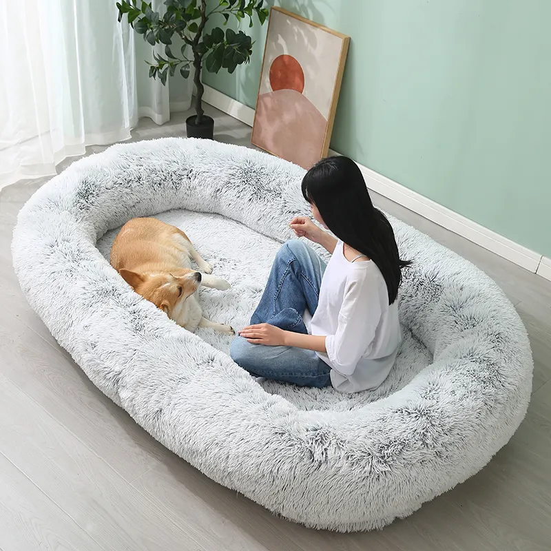 卸売高級ペットベッドぬいぐるみソフト大型犬用ベッド取り外し可能な低反発男性用犬用ベッド