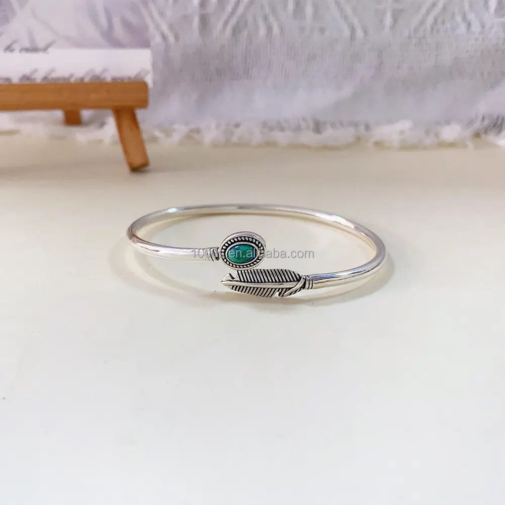 Đồ trang sức mỹ 925 sterling Silver Antique Bạc Turquoise Bracelet Bangles đối với phụ nữ người đàn ông