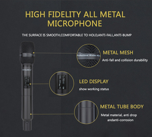 Micrófonos inalámbricos de diversidad verdadera <span class=keywords><strong>para</strong></span> puesta en escena profesional, 2 canales, UHF, cancelación de ruido de largo alcance <span class=keywords><strong>para</strong></span> Iglesia, de 2 canales - Product Image 5