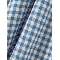 Check Print Front Tie Strap Bleu et Blanc Casual Mode Femmes D'été Genou-Longueur Respirant Taille Naturelle Robe