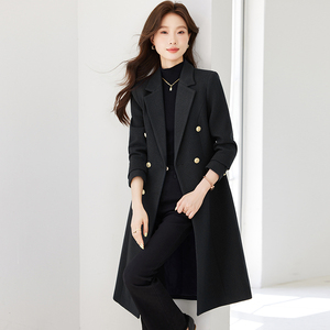 Army Green Good-looking Windbreaker Coat <strong>Women's</strong> Autumn and Winter New Long Casual Little Fan Suit Coat - Product Image 4