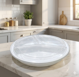 HACAMY Contenedor de Alimentos Desechable de Plástico PP de 3 Compartimentos, Apto para Microondas, con Tapa Segura a Prueba de Fugas, Libre de BPA, para Catering - Product Image 1